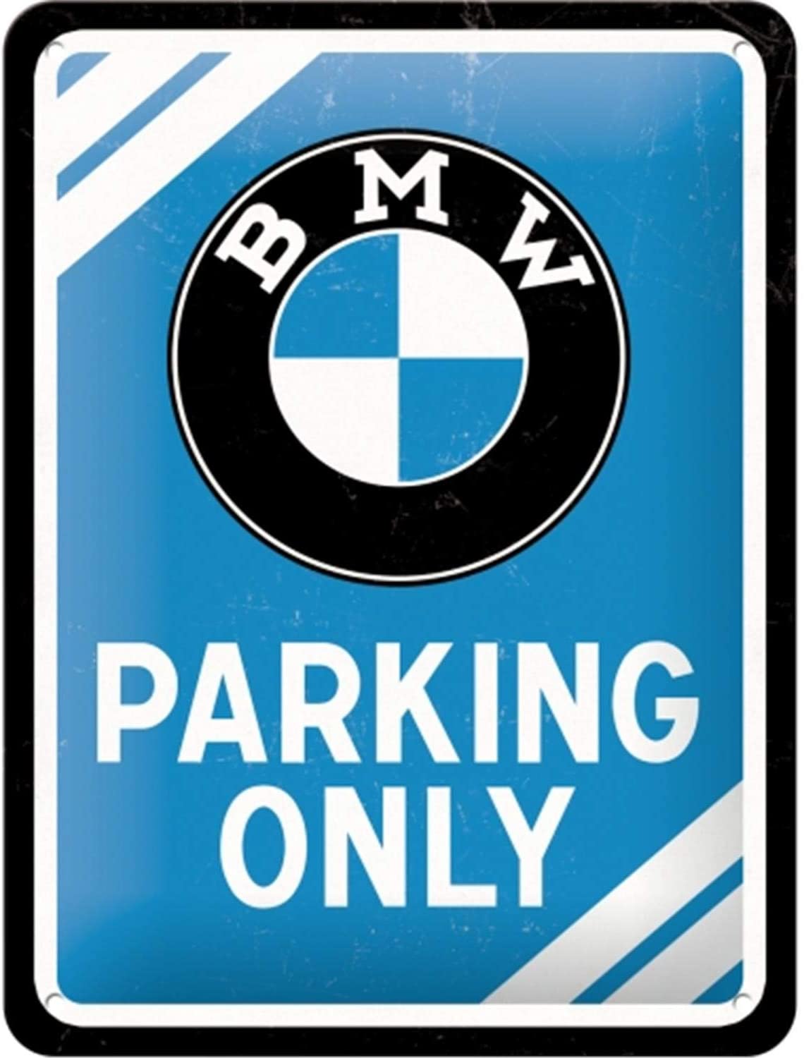 gewölbt & Motiv geprägt BMW 15 x 20 cm Parking only blue Blechschild 